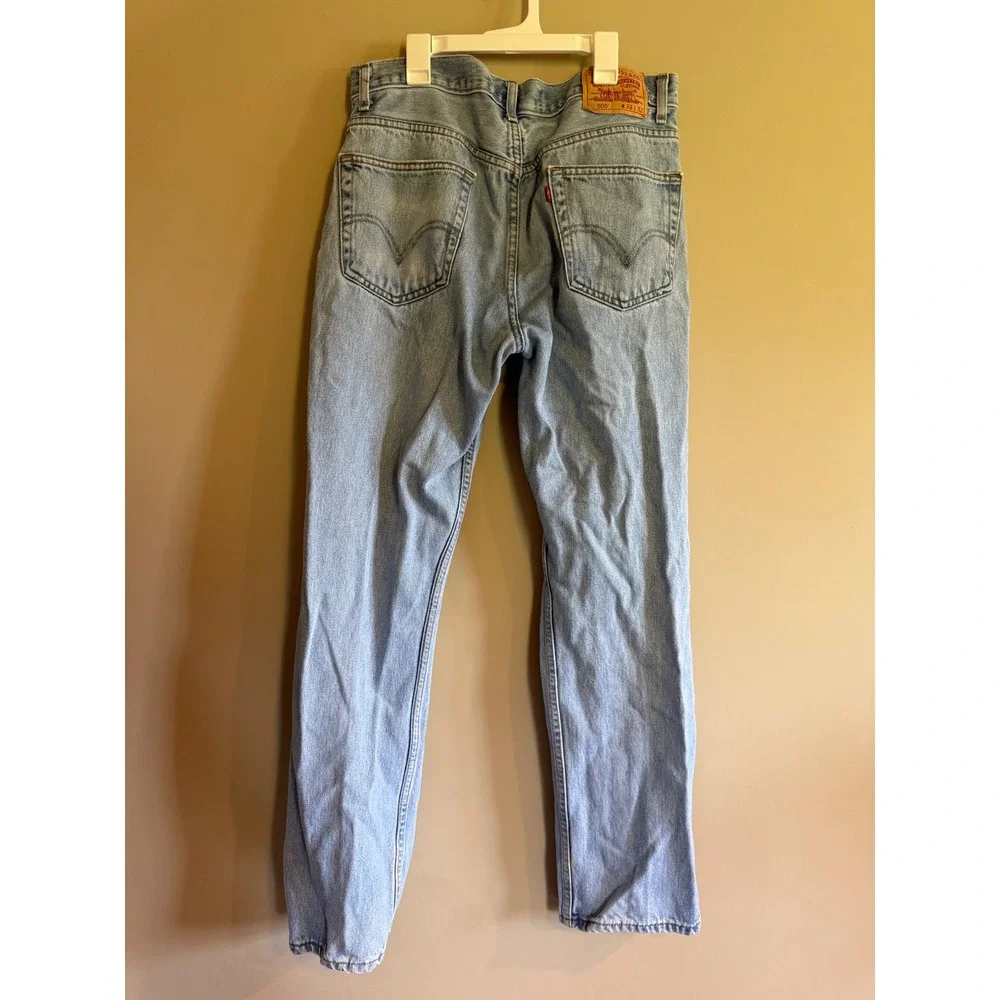 Levis 505 Reg Fit Jean Mens 33x32 Light Wash Blue Denim Straight Leg 100% Cotton